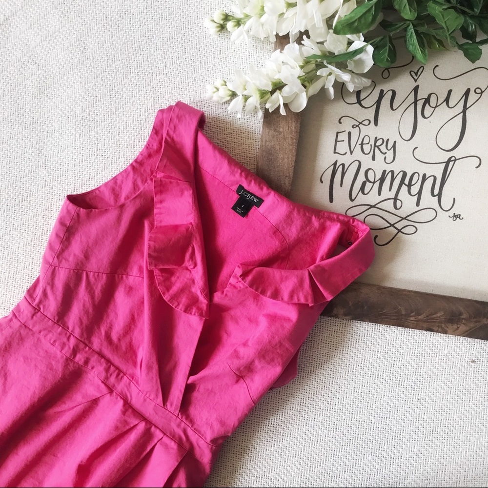 J. Crew Pink Ruffle Pleated Dress
